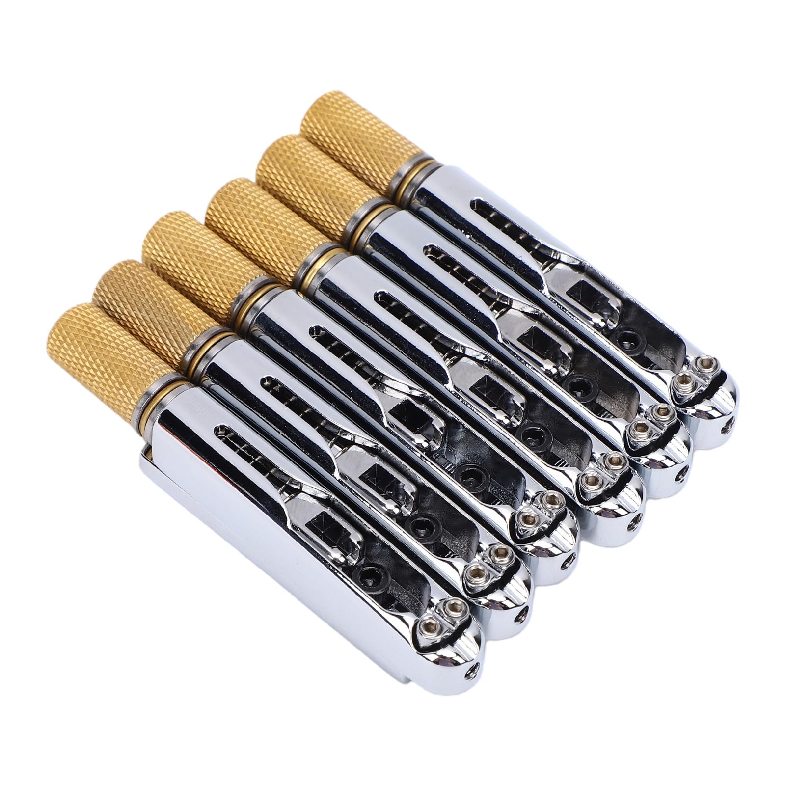 Generic Puente de Guitarra sin Cabeza, 6 Cuerdas, Espaciado de Cuerdas de 10,5 Mm, Reemplazo de Hardware de Afinación de Puente Rígido para Guitarra Eléctrica (SILVER)