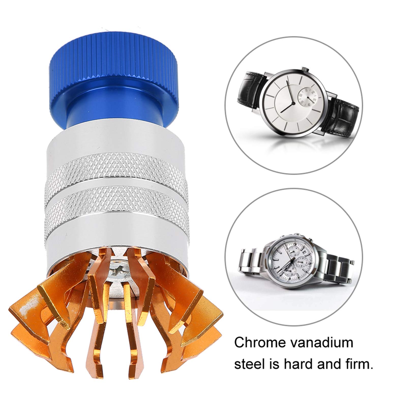 Watch Crystal Remover, Watch Repair Tool, Watch Glasses Remover Inserter Repair Tool with Base for Replacement Watch Battery by Yourself(Blue)