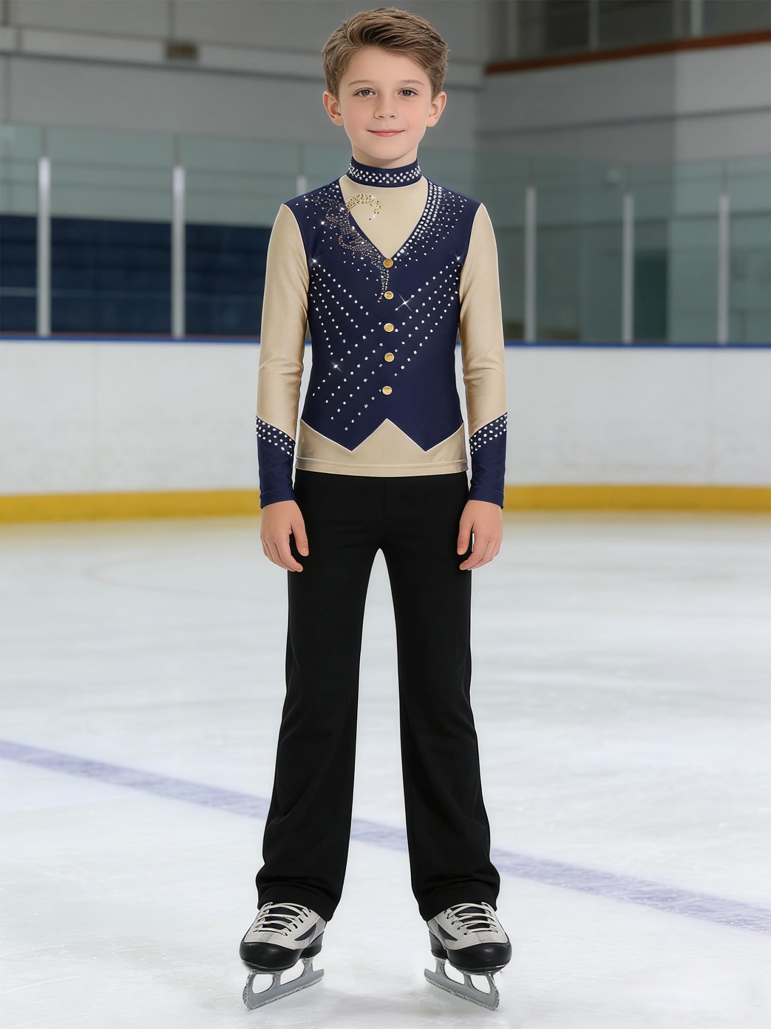Aislor Enfants Justaucorps De Danse Classique Costume Danse Latine pour Garçons Justaucorps Gymnastique Latine Gymnastique Ballet Valse