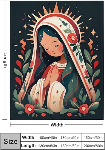 Miniatura 2 de Manta Virgen María de Nuestra Señora de Guadalupe, suave de franela para regalo entusiasta de María, mantas cálidas para cuatro estaciones para