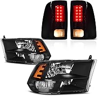 Vista 1 de DWVO Conjunto de faros delanteros y luces traseras compatible con Dodge Ram 1500 2009-2018 09-18, Dodge Ram 2500 3500 2009-2018, 2010-2018, Dodge