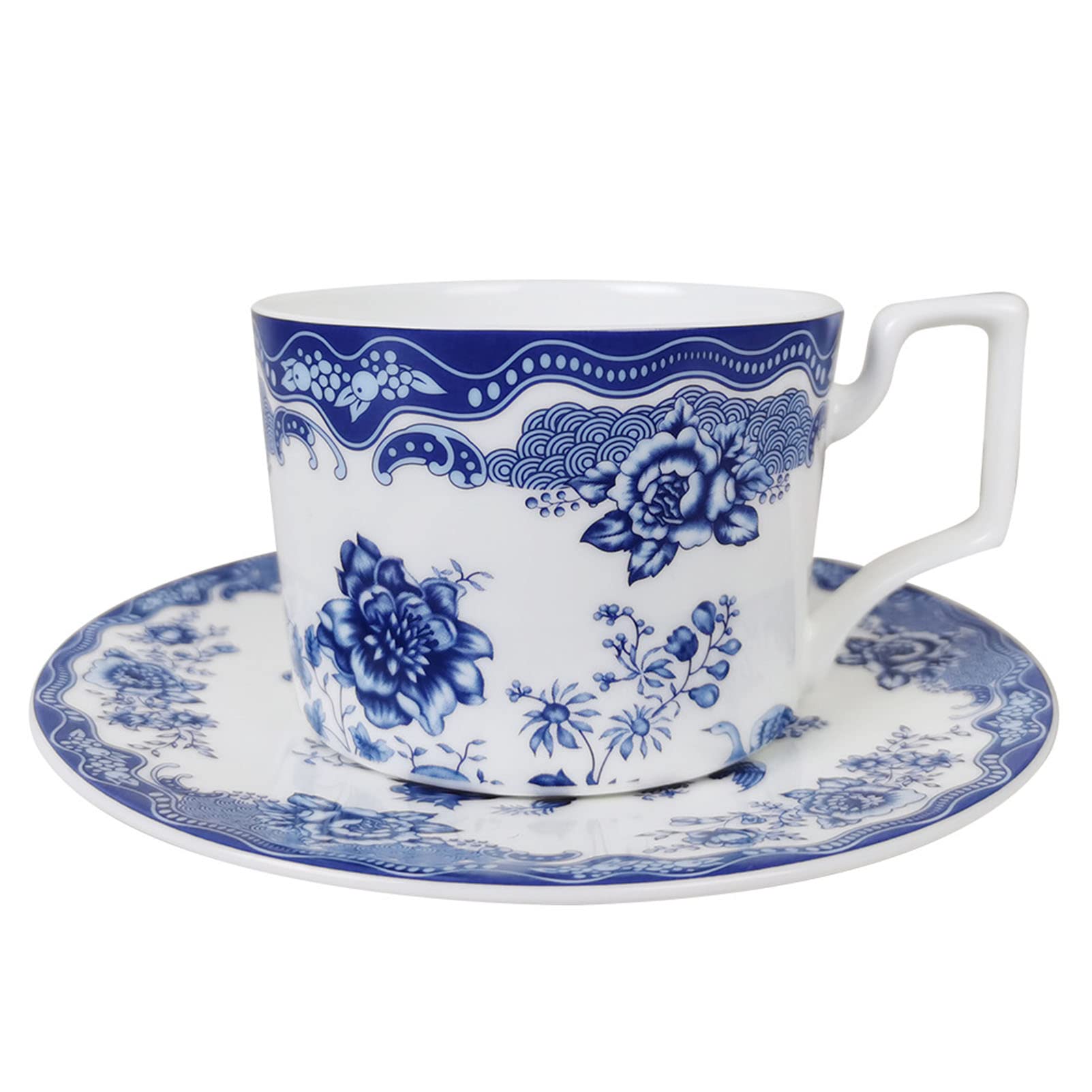 New Bone China zestaw zastawy stołowej na 8-40-częściowy porcelanowy zestaw zastawy stołowej z talerzami obiadowymi, miseczkami sałatkowymi, filiżankami do kawy i spodkami – zestawy okrągłych talerzy