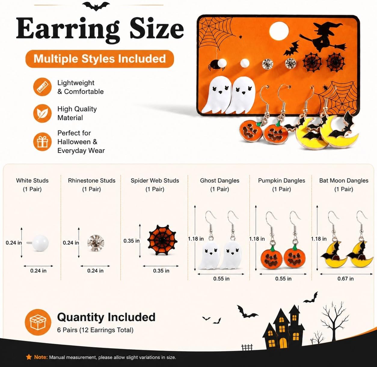 Halloween Earrings for Women Cute Bat Ghost Dangle Earrings, Acrylic Jewelry Accessories, Fun Halloween Costume Party Accessories, Exquisite holiday gifts for women image 5