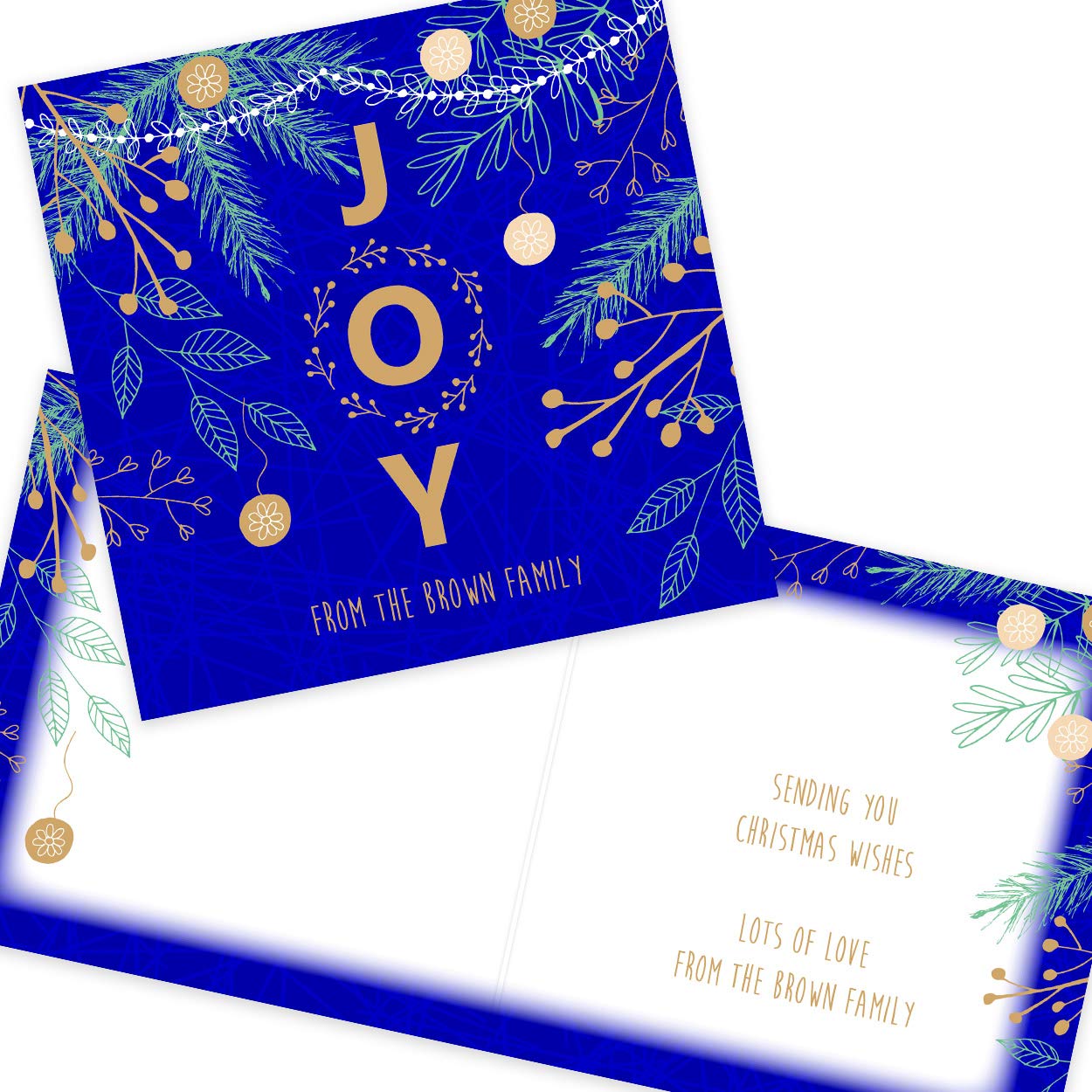 Personalised Christmas Card Packs Write Your Own Easy Custom Message Simple and Elegant Xmas Cards Pack of 20 by Paper Themes - Joy