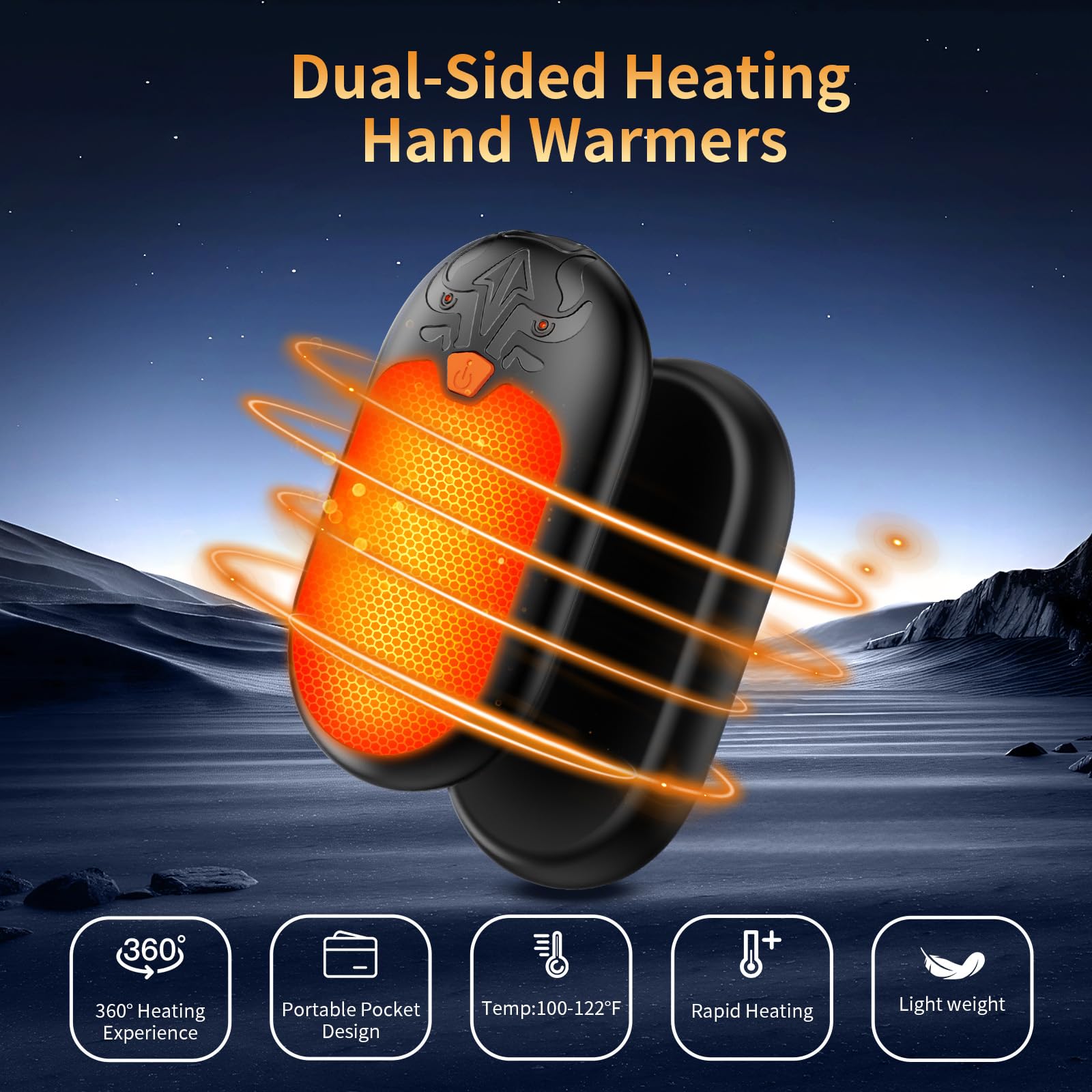 Calentadores de manos recargables, 2 unidades, calentadores de manos eléctricos de 24 horas de largo, calentadores de manos portátiles magnéticos con 3 ajustes de calor, regalos para hombres, mujeres,