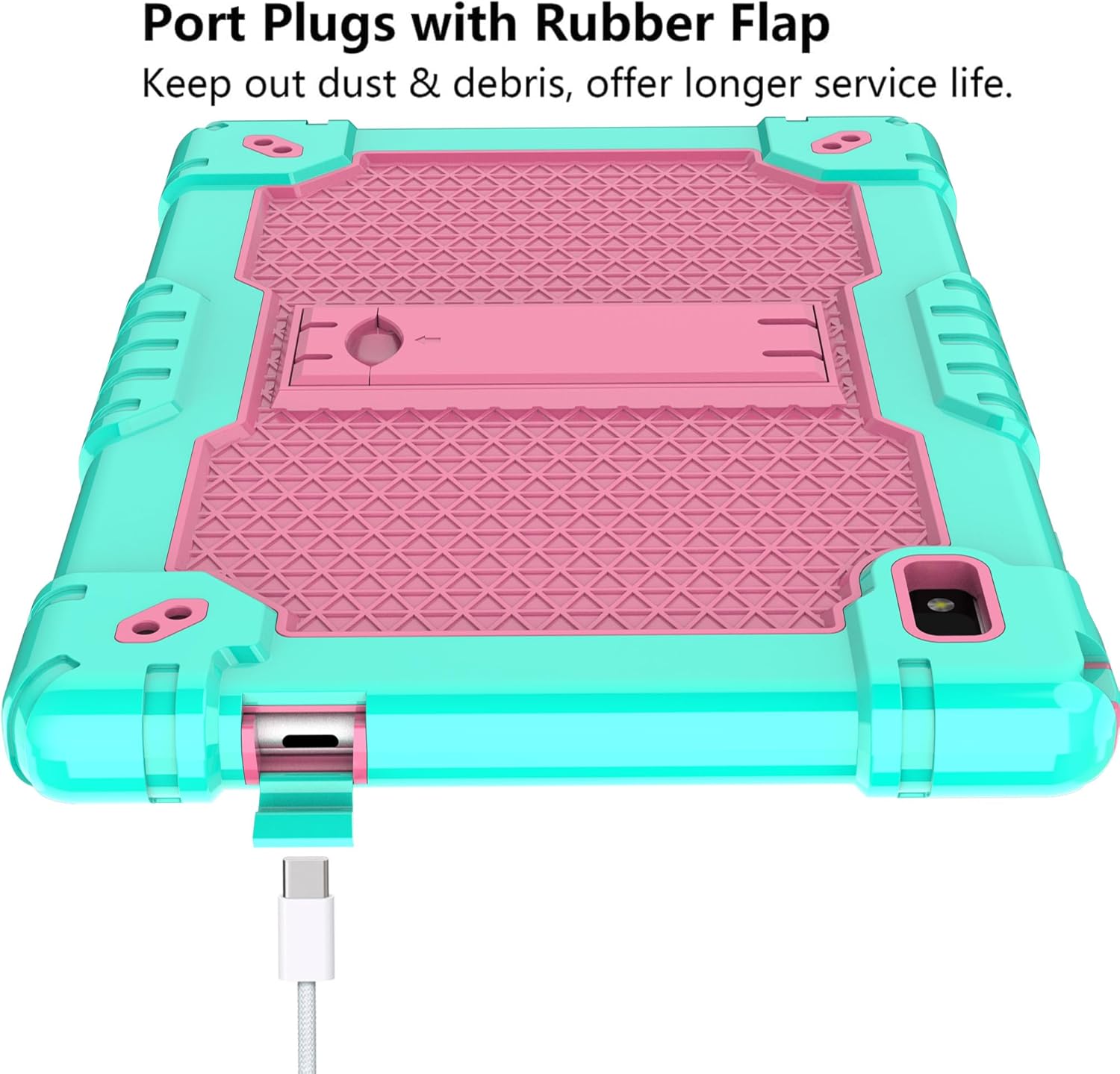 for BYYBUO Tablet 10.1 inch Android 14 Tablet Case with Shoulder Strap Hard Back Hybrid Shockproof Kids Friendly Case for BYYBUO 10.1 inch Smartpad A10_L (Green/Pink+2PCS Glass)