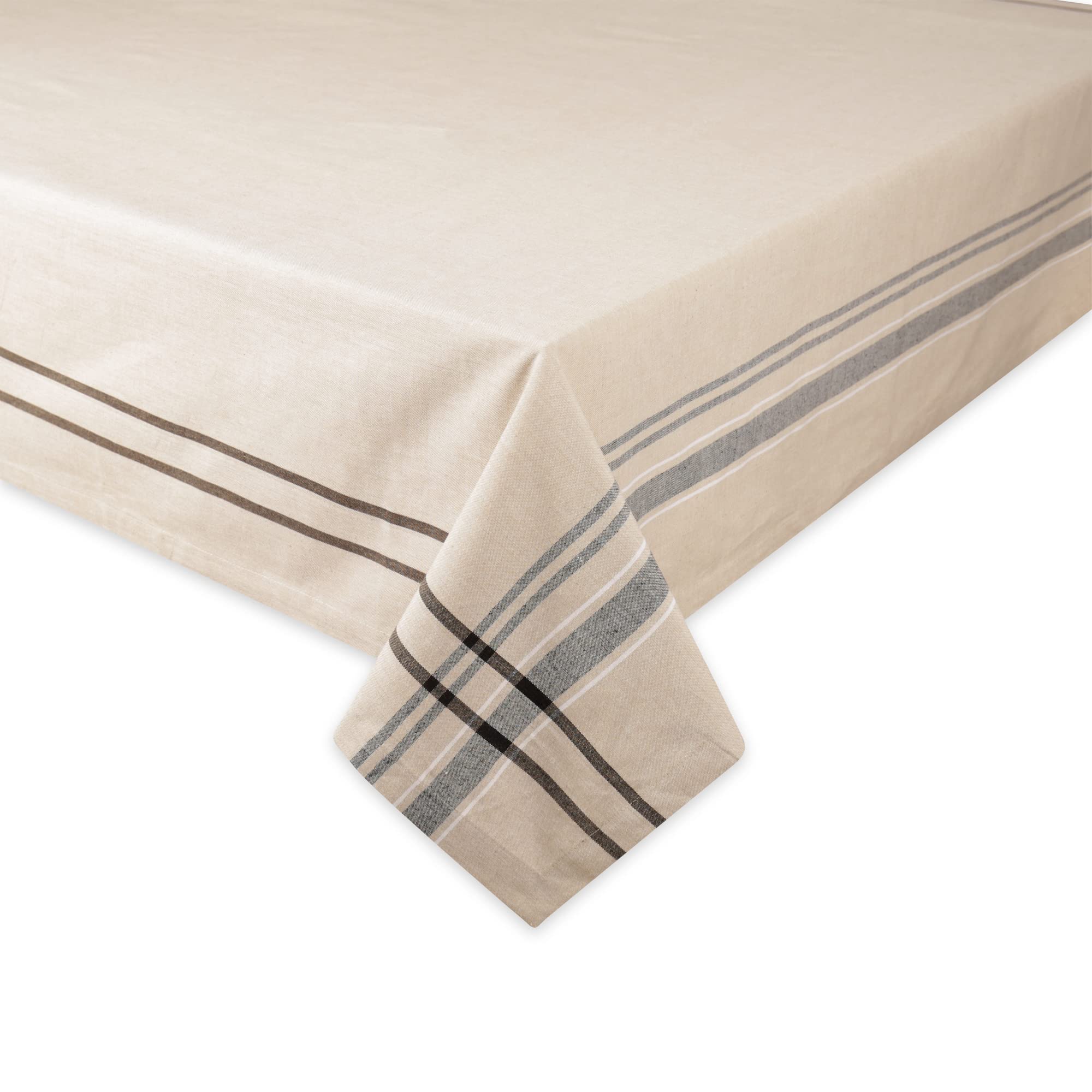 DII Francuski stół w paski kolekcja obrus w stylu wiejskim, 152 x 213 cm, taupe/czarny
