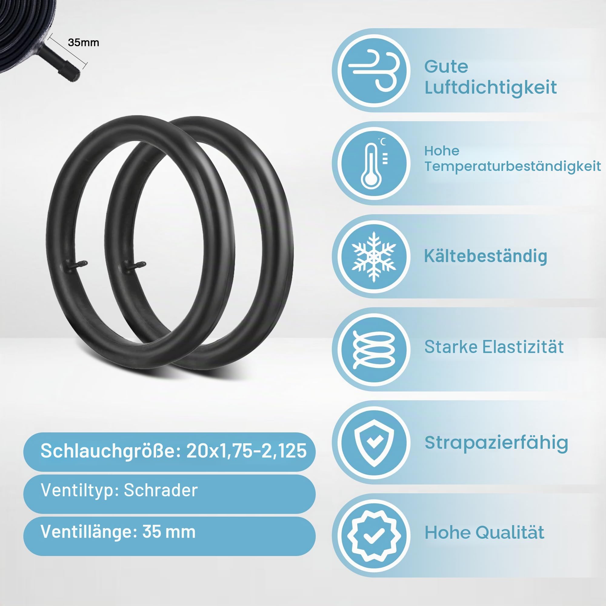 2-Set 20/24/26x1.75 Zoll Fahrradreifen+20/24/26x20x1.5-1.75 Schläuche mit AV 35MM & Reifenheber，Beste Wahl für Radsportbegeisterte