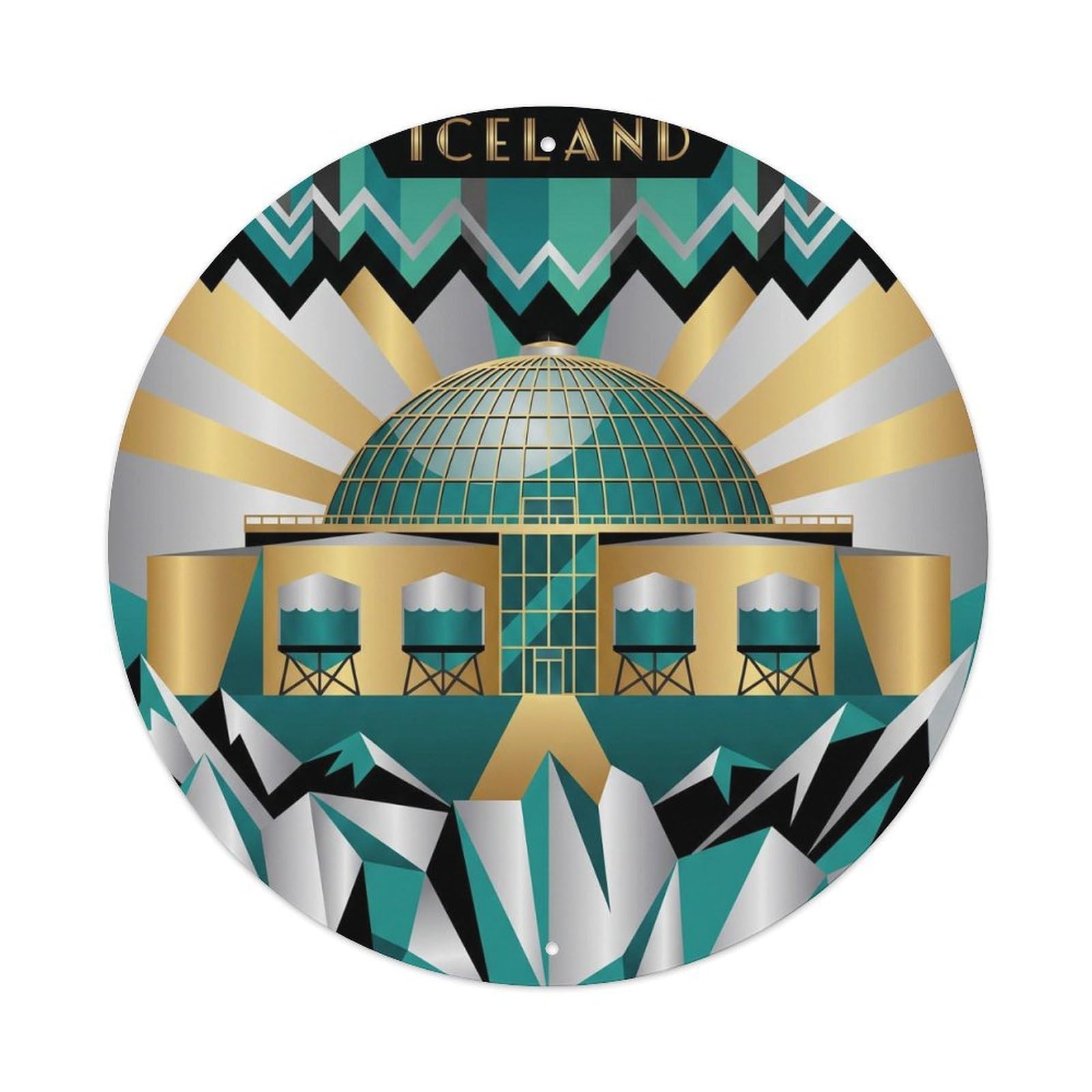 Vintage Travel Reykjavik Iceland Deco Metal Tin Sign