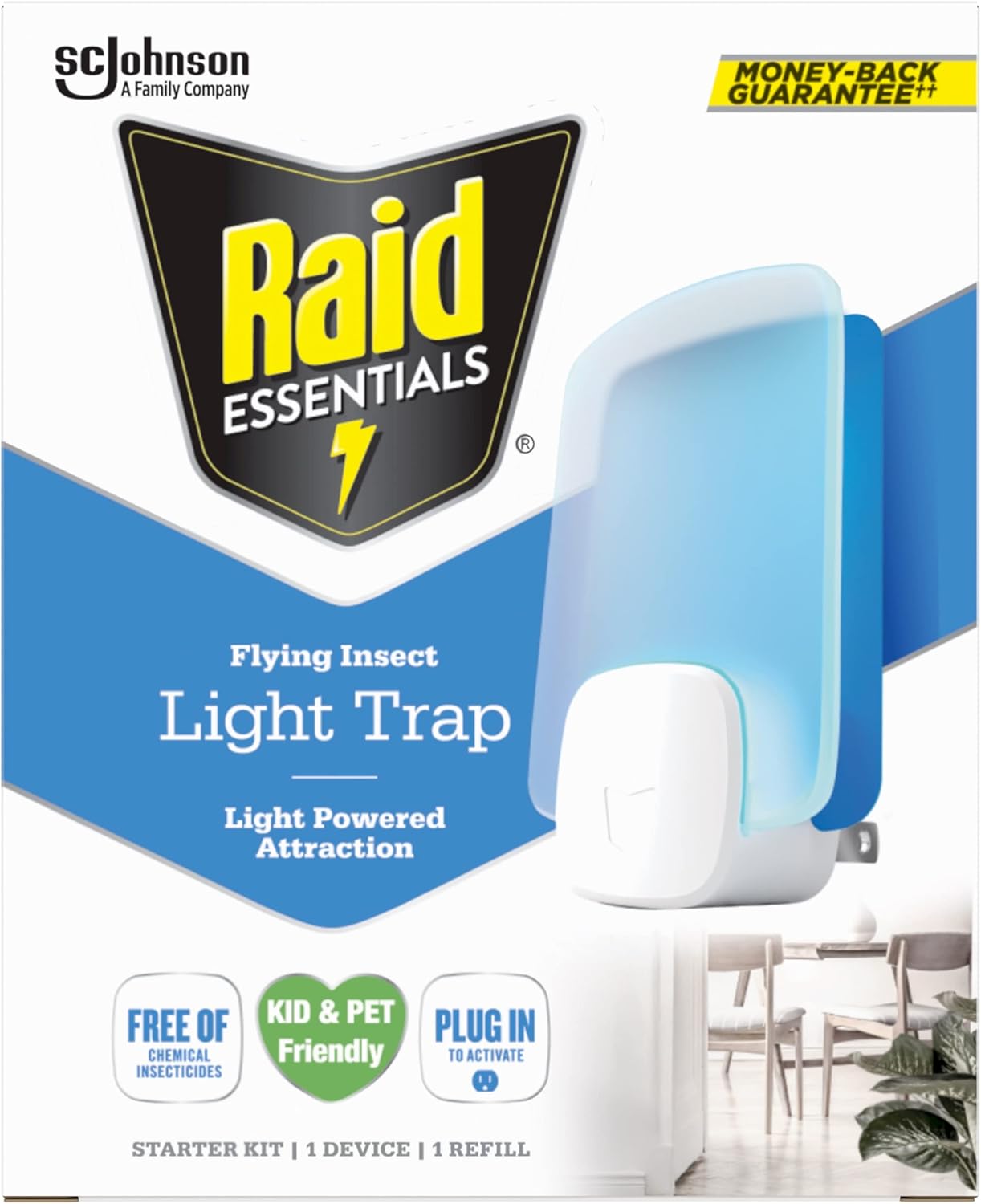 Raid Essentials Flying Insect Light Trap Starter Kit, 2