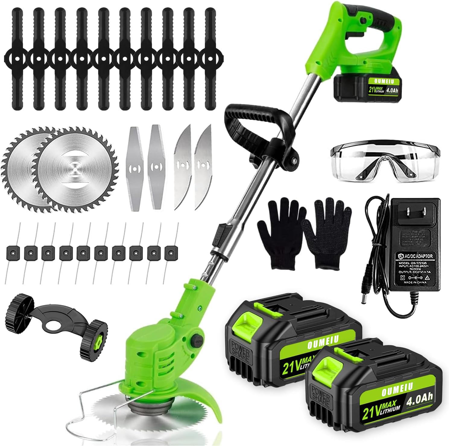 Cordless Strimmer, 2 in 1 Grass Trimmer/Edge Cutter, 21V Brushless Electric Strimmer with 2 x 3.0Ah Battery & Charger, 15cm Cutting Diameter Garden Strimmer, Strimmer Cordless for Weeds Flower Trees