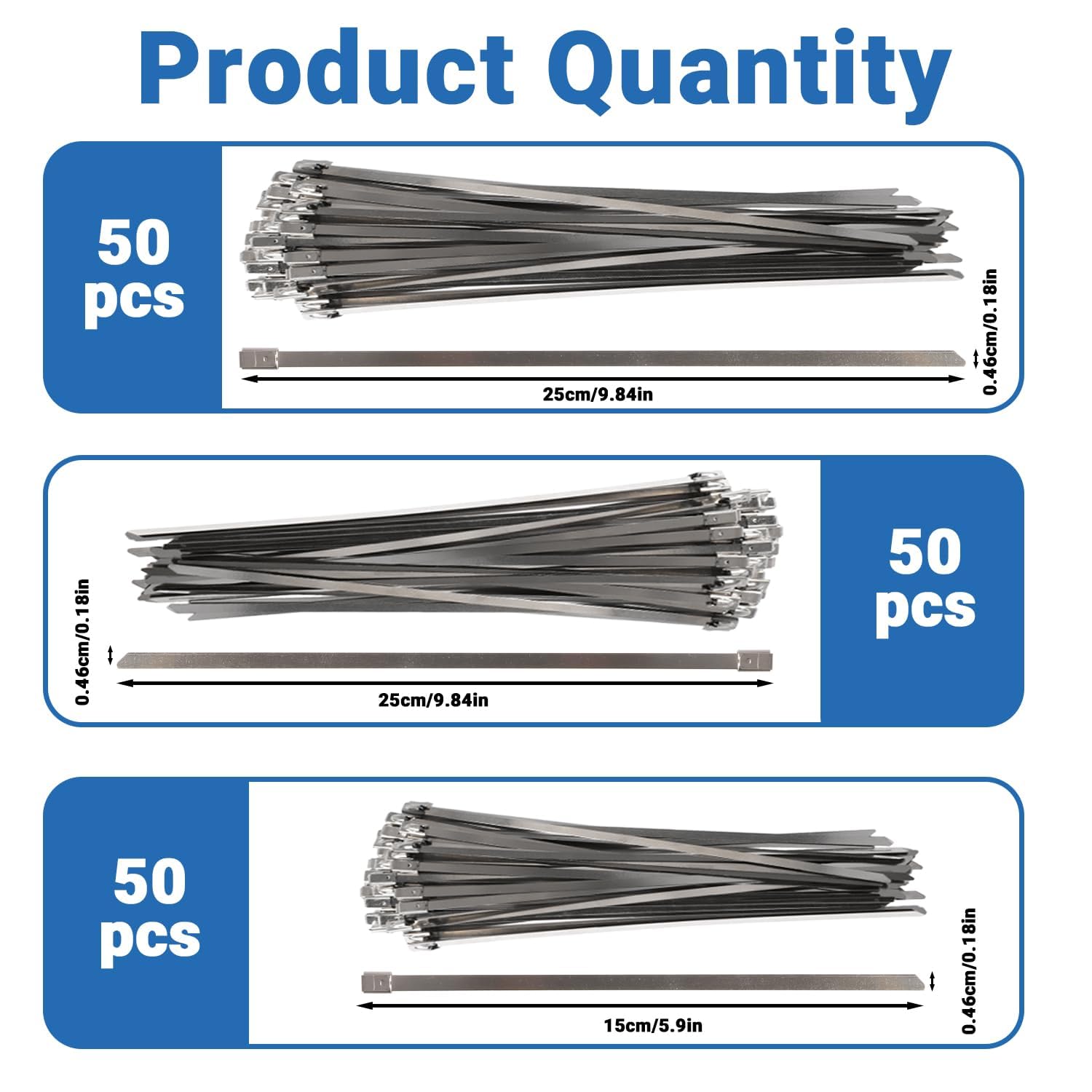 Kit di 150 fascette stringicavo in acciaio inossidabile resistente, con fascette in metallo, strumento di tensionamento autobloccante, con dispositivo di rimozione per recinzioni, tubi di