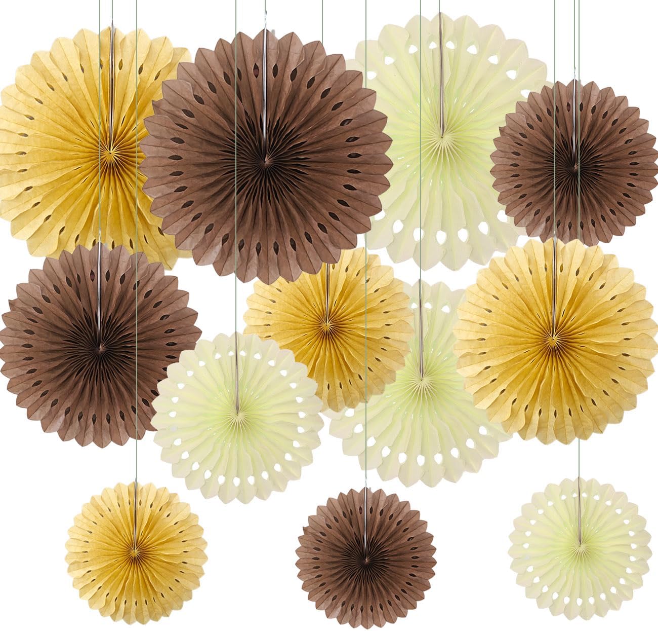 CC wonderland zone 12PCS Black and White Paper Fans Party Decorations,Hanging Ceiling Honeycomb Round Tissue Paper Fans for Black and White Birthday Party Decorations