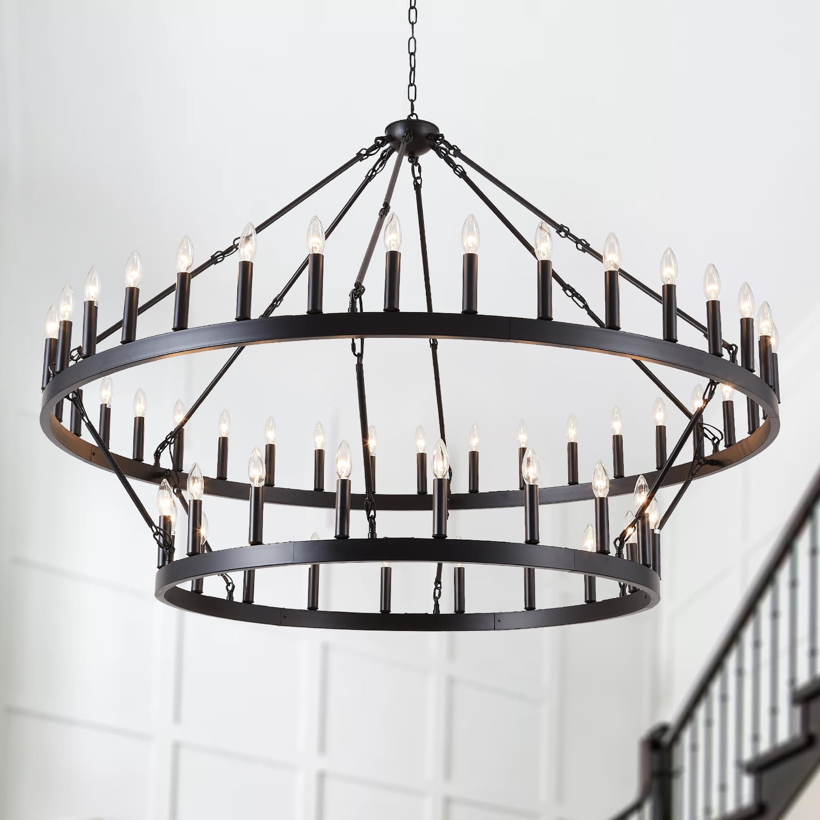 HHR 2-Tier Wagon Wheel Chandelier 54-Light