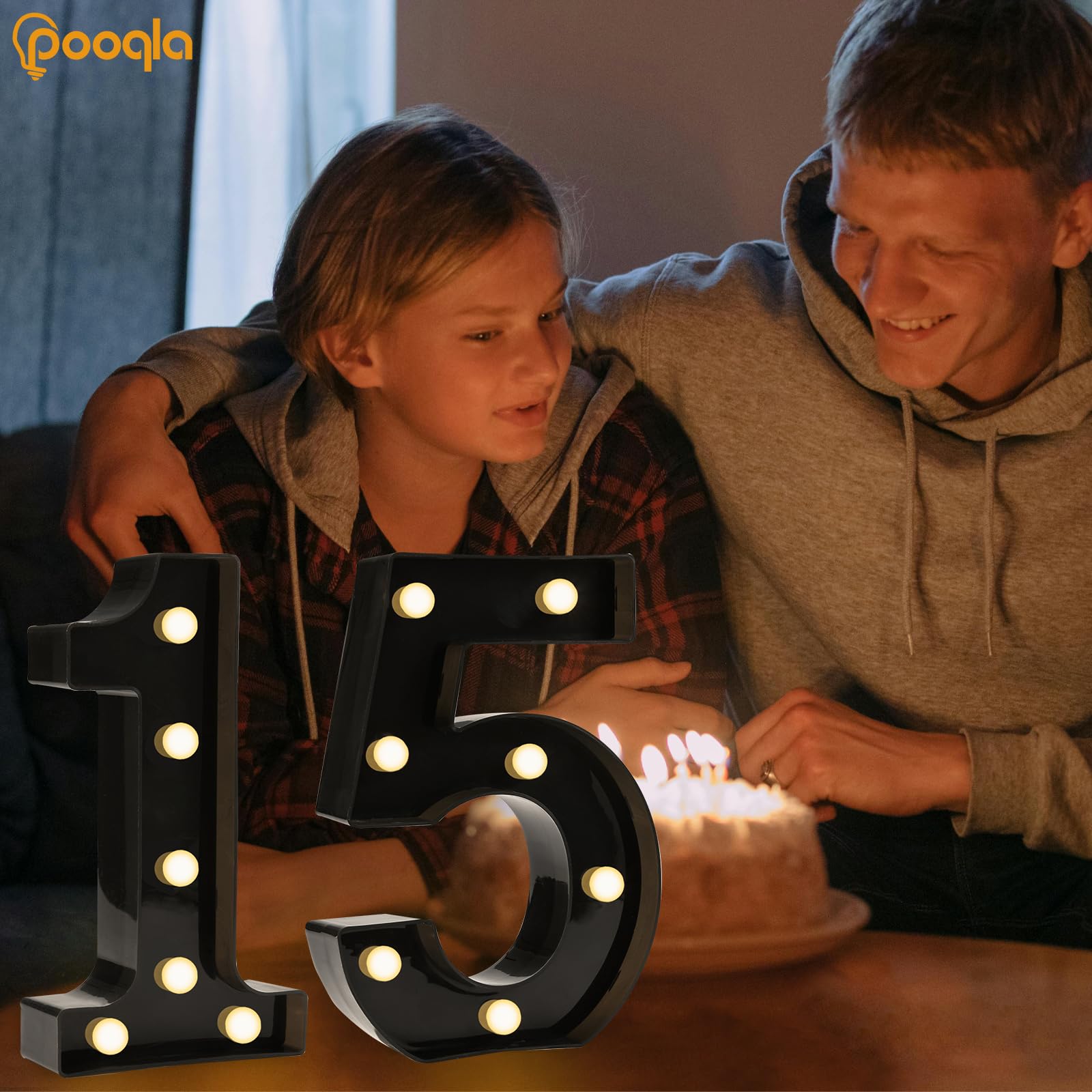 Snapklik.com : Decorative Led Light Up Number Letters, Black Plastic
