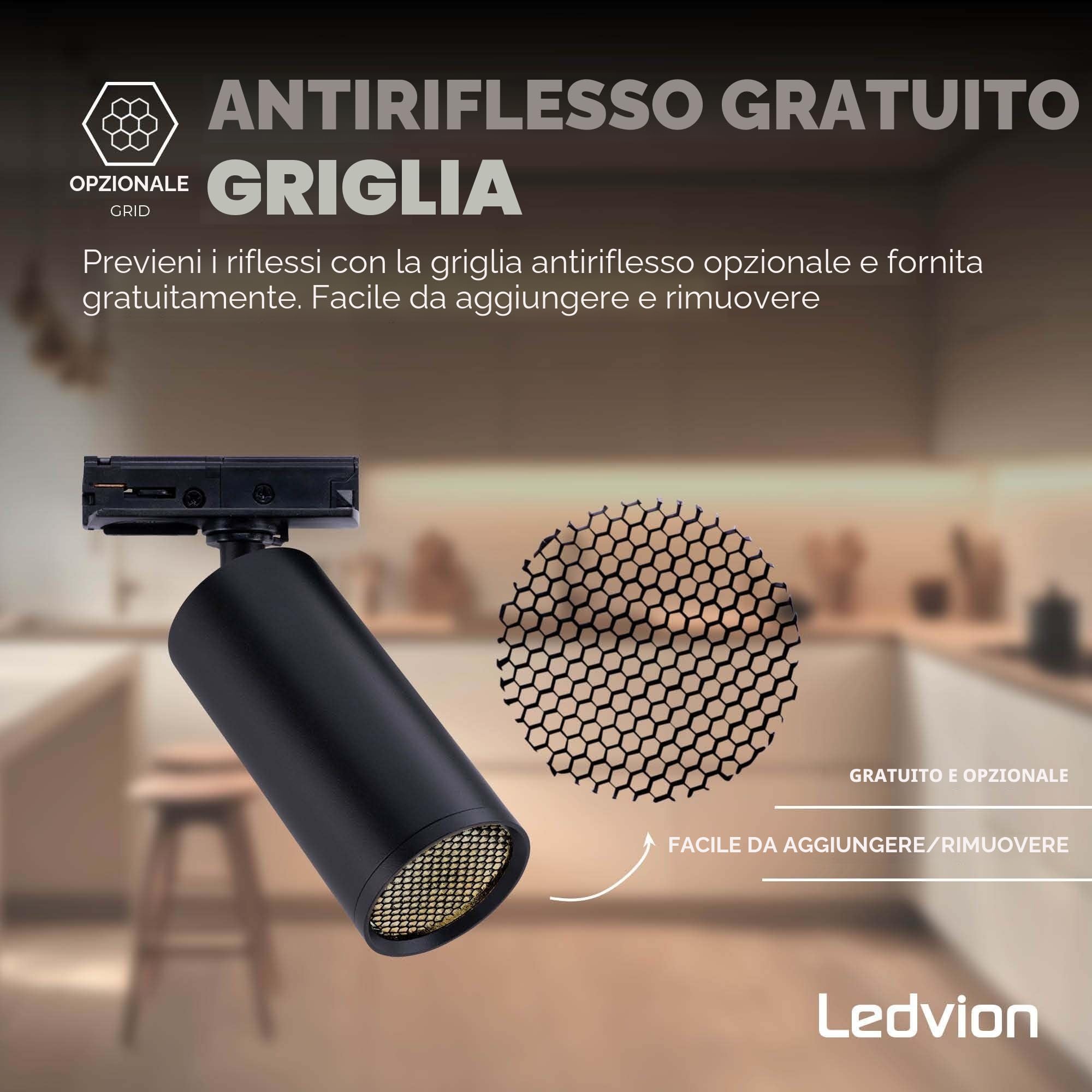 Ledvion Sistema di Binario 1m Monofase Nero 3 faretti senza lampadina GU10