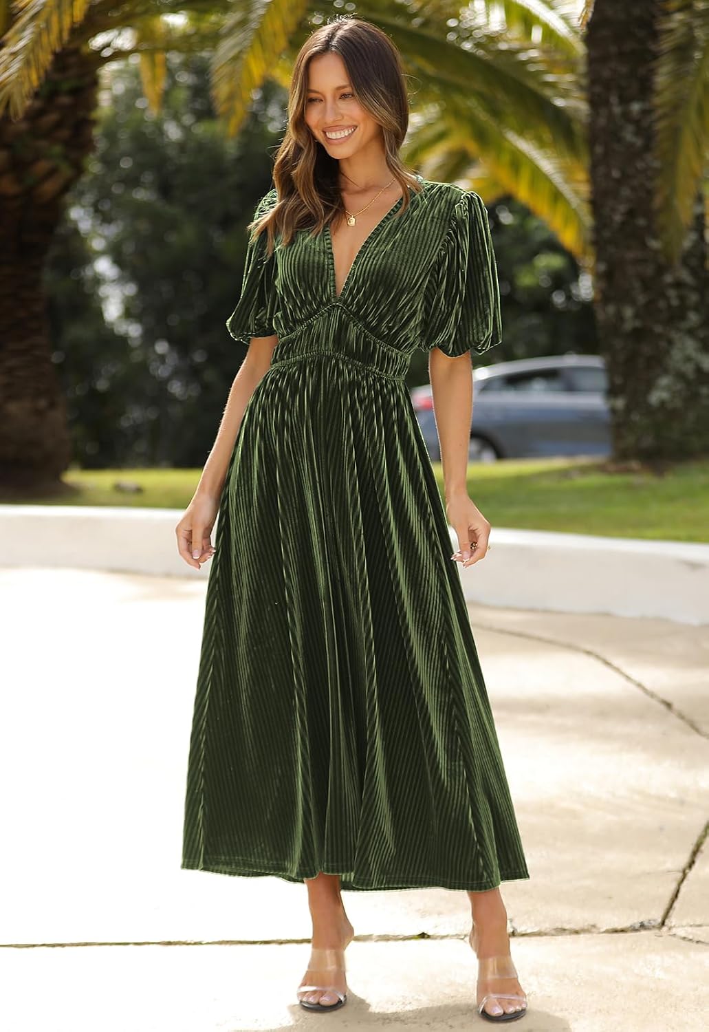 Women's Velvet Maxi Dress Formal Dresses for Wedding Guest Dress