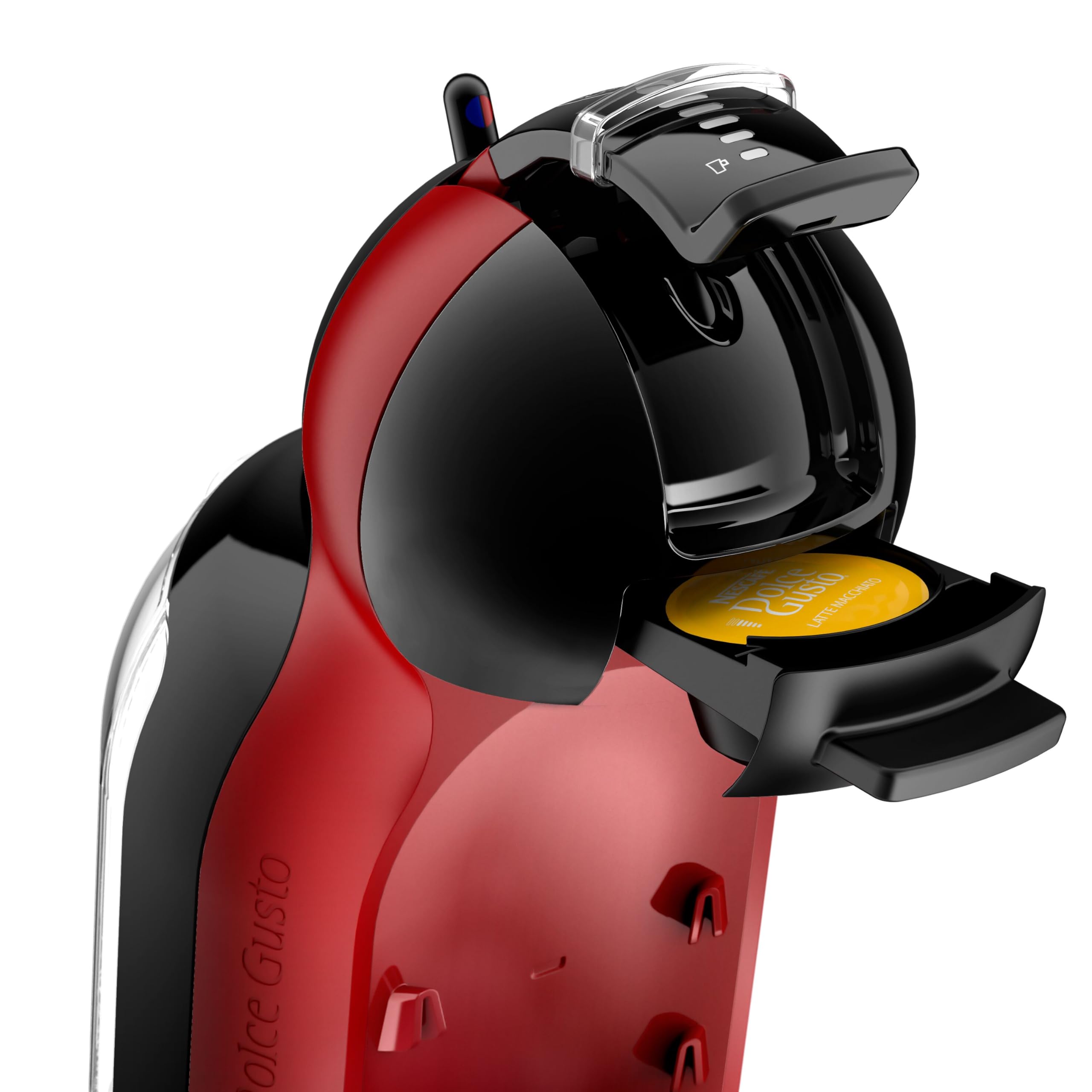 Krups Nescafé Dolce Gusto Mini Me Cafetera de cápsulas con 15 bares de presión, capacidad 0.8 L, bebidas frías o calientes, Play&Select, Thermoblock, 35 tipos café, Negra-Roja, KP123HAS