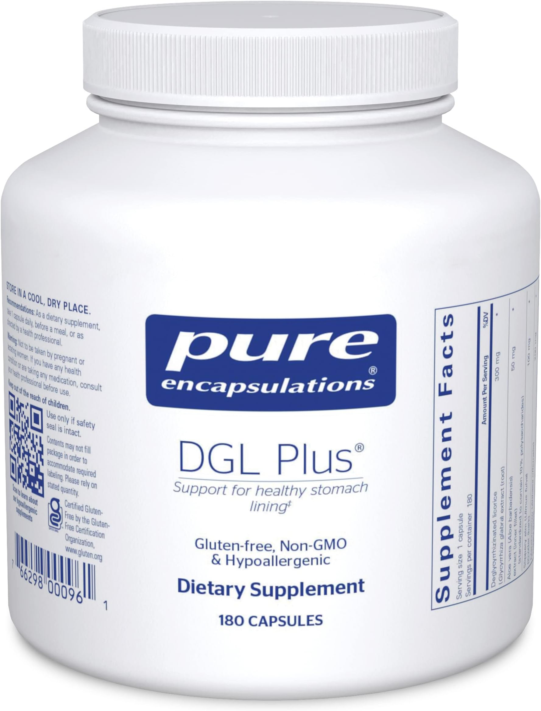 Pure EncapsulationsDGL Plus | Deglycyrrhizinated Licorice Supplement to Support Gastrointestinal Health* | 180 Capsules