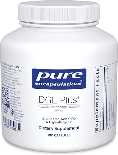Pure Encapsulations DGL Plus - Suplementos de salud intestinal para hombres y mujeres, con raíz de malvavisco, extracto de aloe vera y corteza de