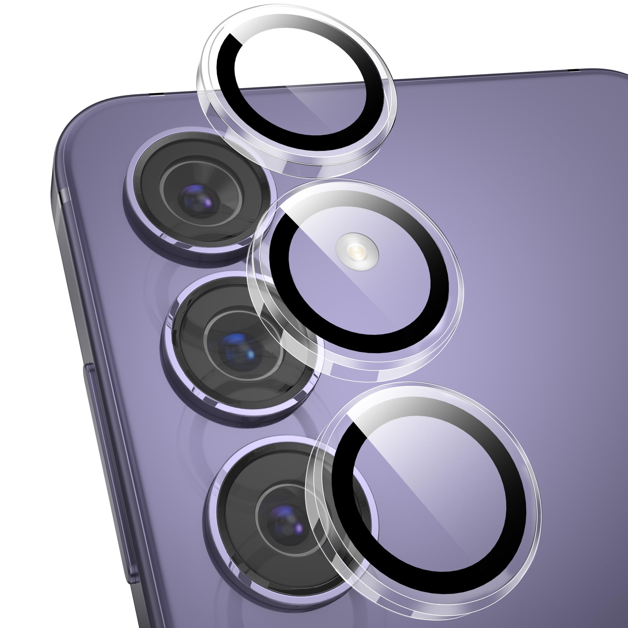 YWXTW Camera Lens Protector for Samsung Galaxy S24 Plus Accessories, 9H Tempered Glass Ultra HD Individual Ring Camera Cover Screen Protector for S24 Plus, Case Friendly (Clear)