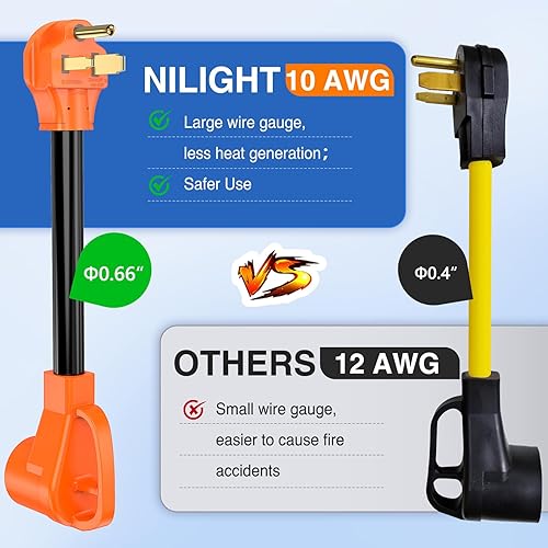 Miniatura 6 de Nilight Cable adaptador de cargador EV de 50 amperios a 50 amperios de cobre puro de 250 V de cobre puro de 250 V para conversión de enchufe EV,