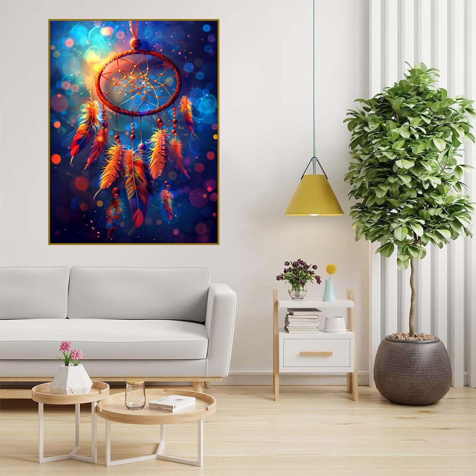 Diamond Painting Erwachsene Feder Diamant Painting Bilder Traumfänger Diamant Paintings Kinder 80x110cm, DIY Diamanten Malerei Stickerei Kreuzstich Bastelset, Zimmer Deko, Geschenk Mädchen 6X-944