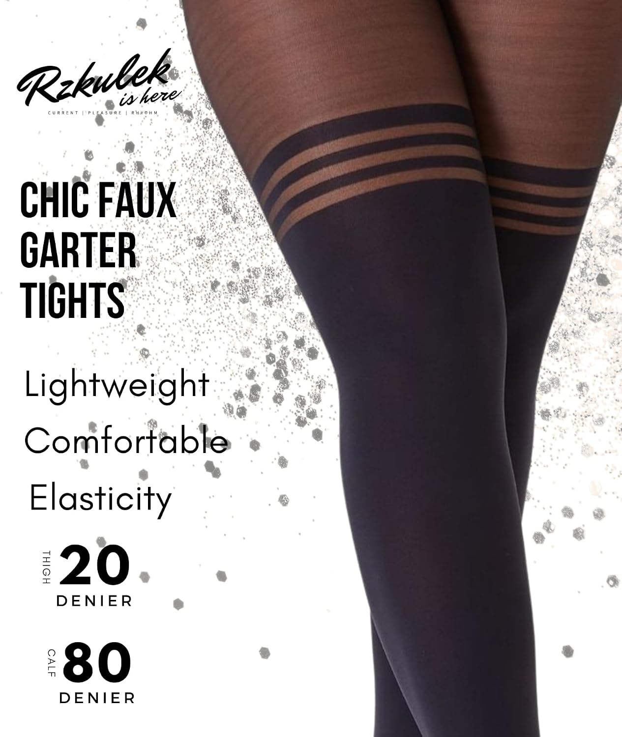 Faux Thigh High Pantyhose for WomenMock Suspender High Stockings Black Over the Knee Goth Tights