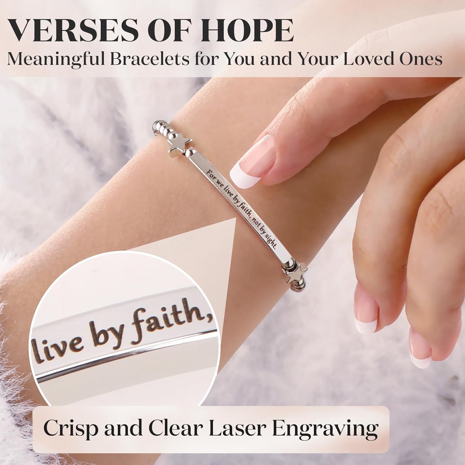 kilofly Set of 3/6 Bible Verse Bracelet Christian Unique Religious Gift for Women - Image 5