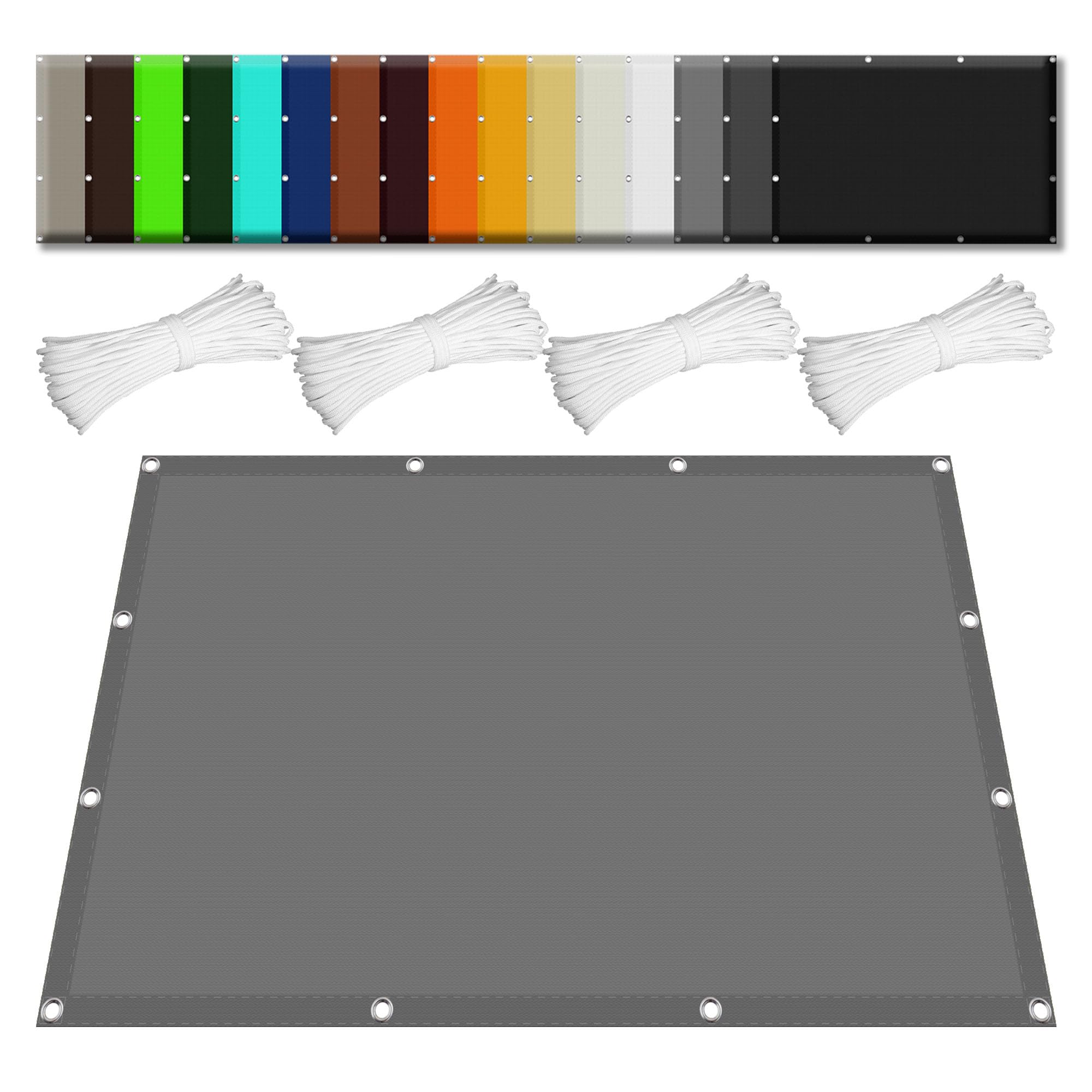 Voile d'ombrage anti UV 160x700 cm avec kit de fixation complet