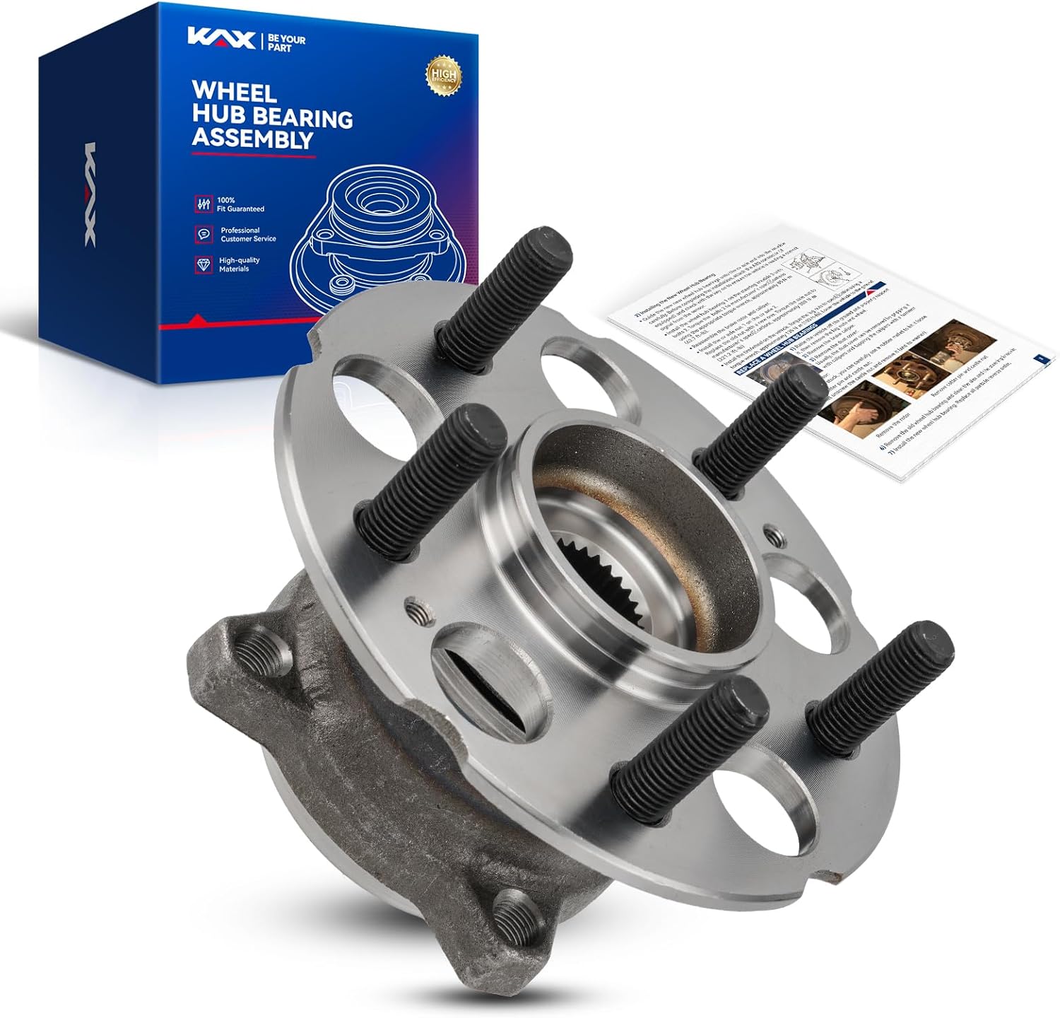 KAX 512345 1PC Rear Wheel Hub Bearing Compatible with Honda CR-V 2007-2011,5 Lugs Wheel Bearing and Hub Assembly