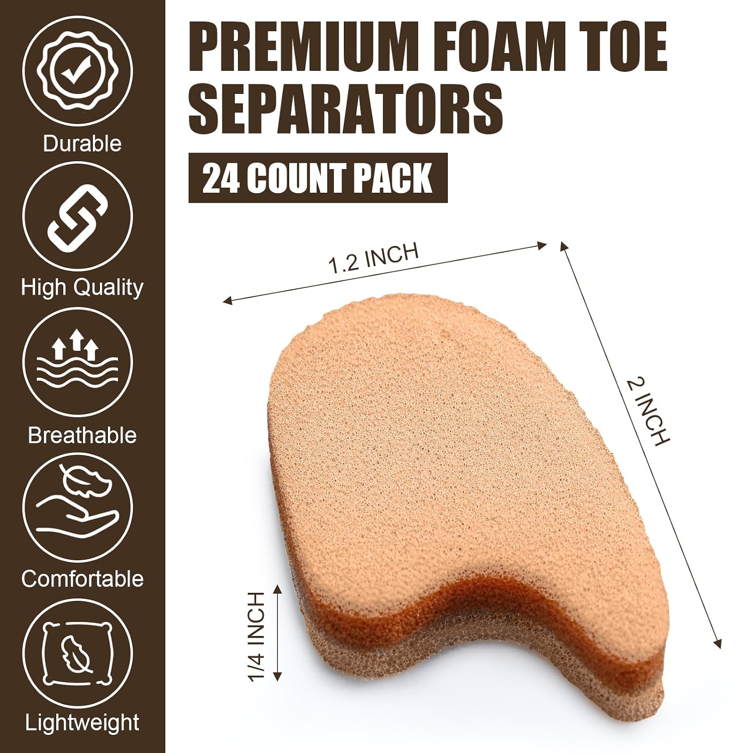 Pushglossy 24 Pcs Large Foam Toe Spacers Toe Separators for Men Women Corn, Blister, and Hammer Gasket-redress Overlapping Toes Relieve the Pain Prevent Friction and Release Pressure