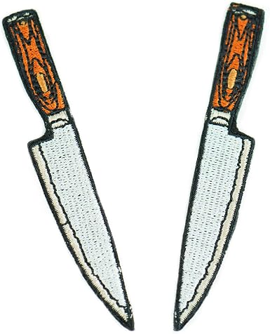 Amazon.com: Paquete de 2 Cuchillo de chef bordado parche termoadhesivo  apliques : Arte y Manualidades