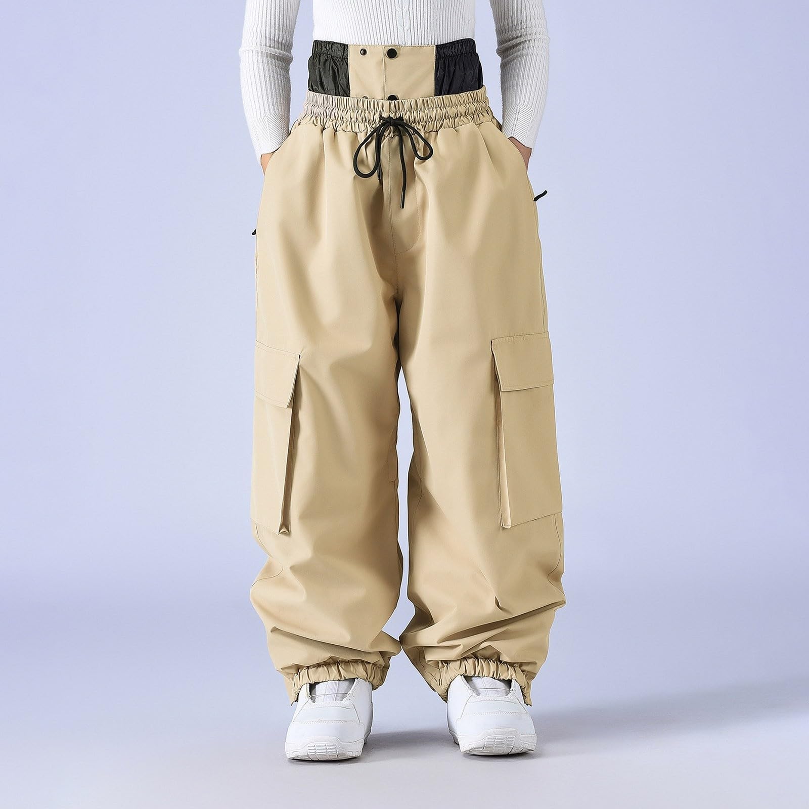 Générique Pantaloni da uomo per snowboard comodi e resistenti all'acqua pantaloni da neve larghi e caldi da donna in vita elasticizzata per l'inverno pantaloni sportivi all'aperto funzionali