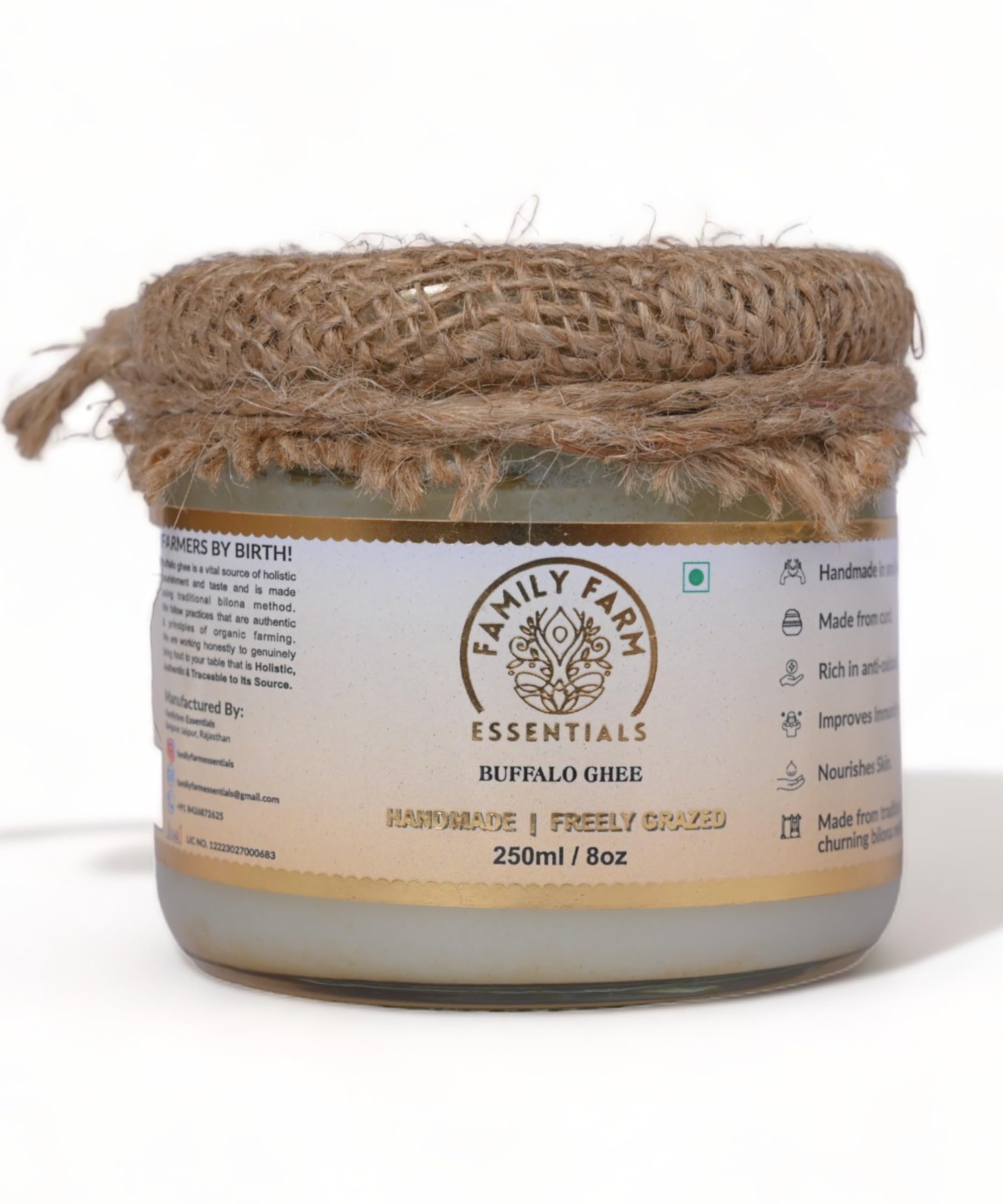FAMILY FARM ESSENTIALS Buffalo Ghee - Glass Jar, Bilona Method, Curd-Churned, Pure, Natural, Healthy, Lab Tested - 250ml (B0CJFMXZ7W) Amazon Price History, Amazon Price Tracker