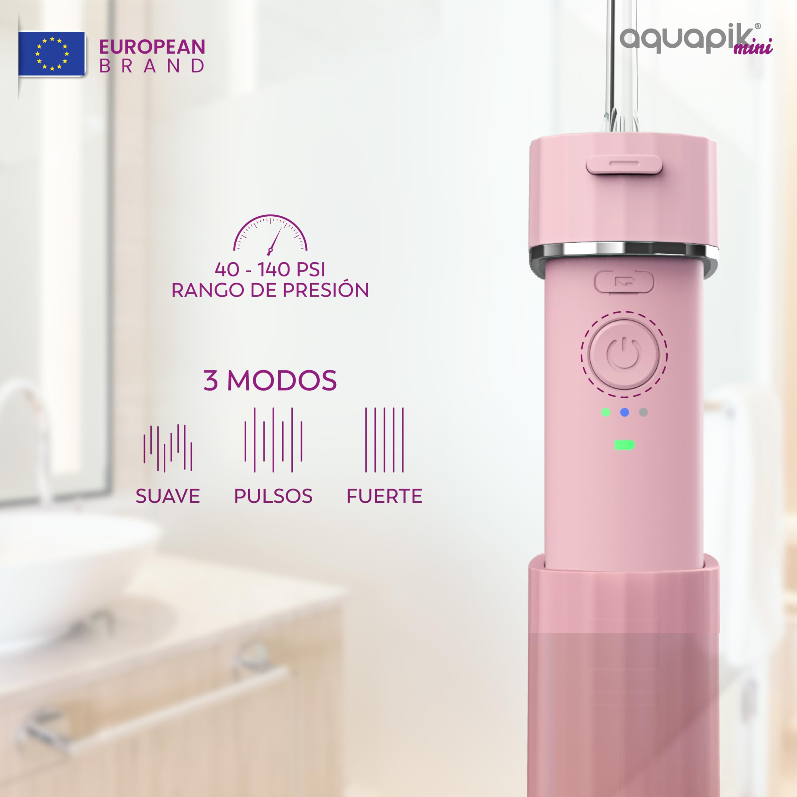 Compra Inteligente: Aquapik® Pro Irrigador dental Sobremesa + Aquapik® Mini en un Pack (Rosa - Blanco)