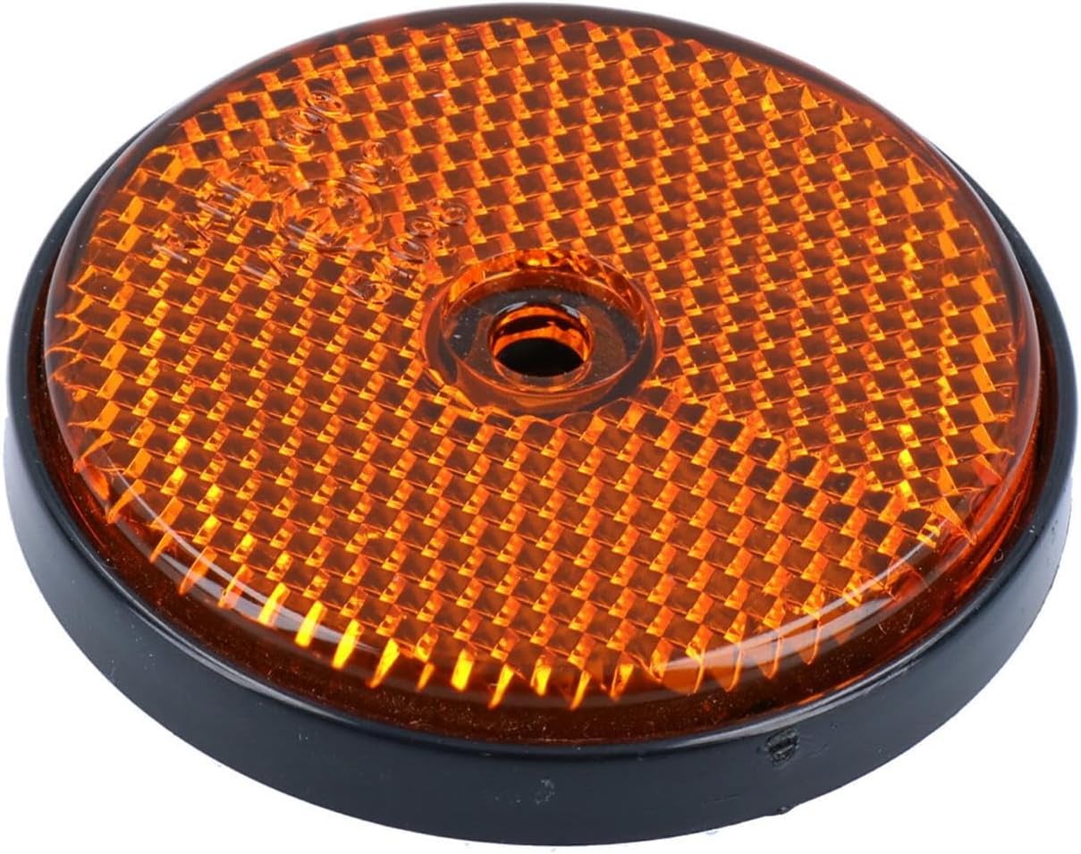 50 x Orange Amber Round Circular Reflectors for Driveway Gate Fence Post Trailers