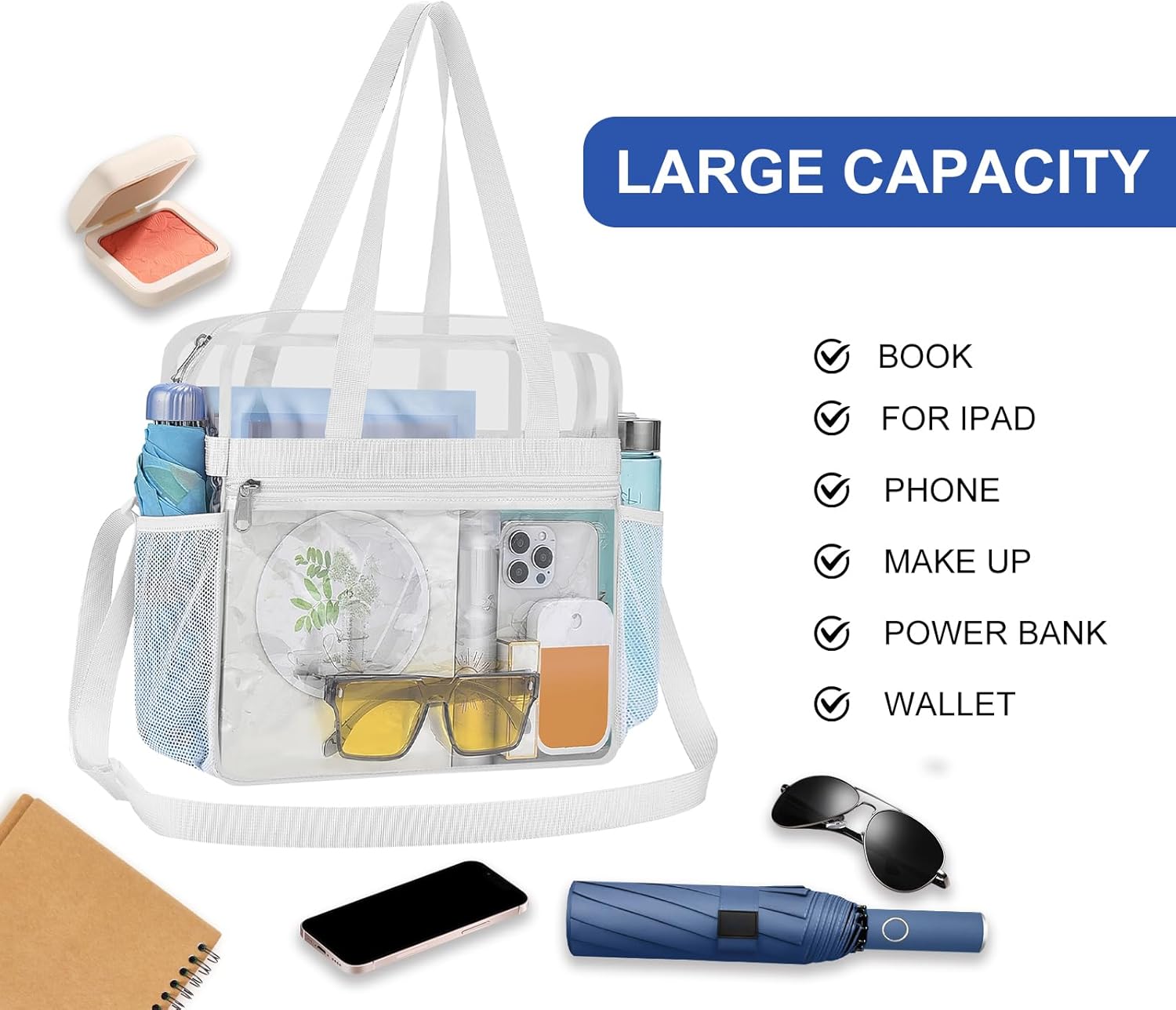 USPECLARE Clear Bag for Stadium Events,Transparent Bag for Work Sports Games Concerts Travel Gym - Image 4