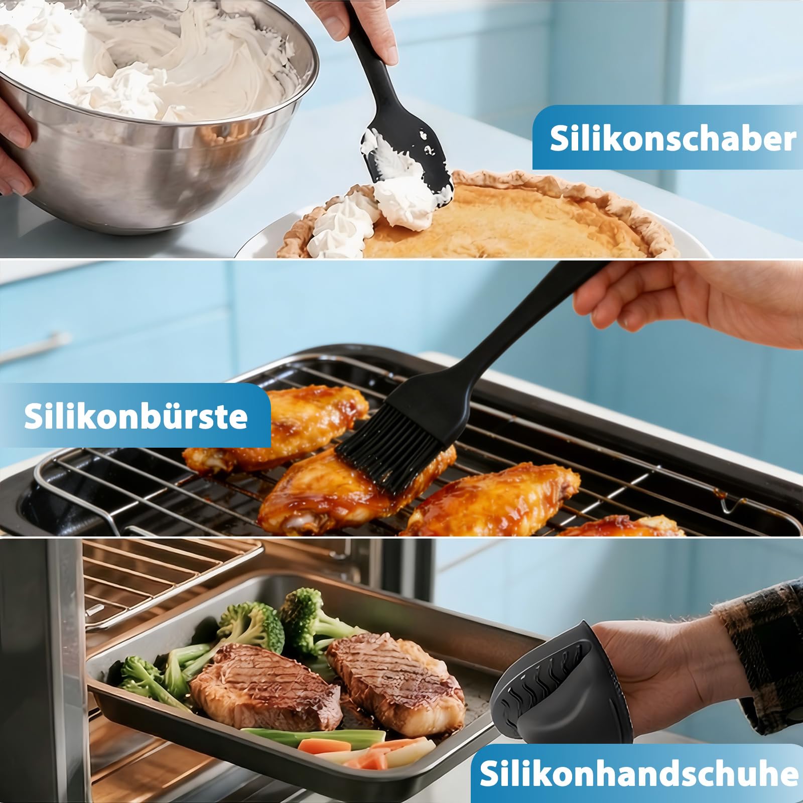 Heißluftfritteuse Zubehör für Philips Airfryer 3000-5000 Serie 9L | Faltbar Silikonform Zubehör Set, Wiederverwendbare Auflaufform Einsatz, Für Philips Dual Basket Airfryer NA350/NA550 9L