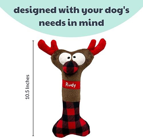 Miniatura 3 de Huxley & Kent para perros  Hueso de reno  Juguete de peluche navideño para perros con chirriador  Regalo divertido para perros  Divertido, duradero