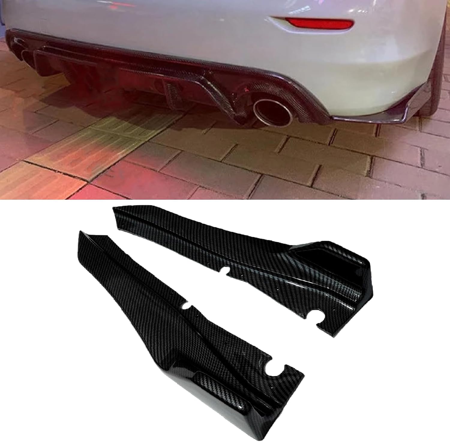 NINTE Rear Bumper Lip Corner Side Splitters 2Pcs for Infiniti Q50 2018 2019 2020 2021 2022 2023 2024 Lower Protector ABS Carbon Fiber Print Driver Passenger Side Splitter (Not Fit G35 G37 Q40 Q60)