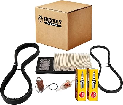 Huskey Parts Company Golf Cart Tune Up Kit for EZGO TXT 1994-2005 295/350cc 4 Cycle Model, Clutch Drive Belt, Starter Generator Belt, Air Filter Flat Panel, Fuel Filter, Oil Filter & NGK Spark Plug
