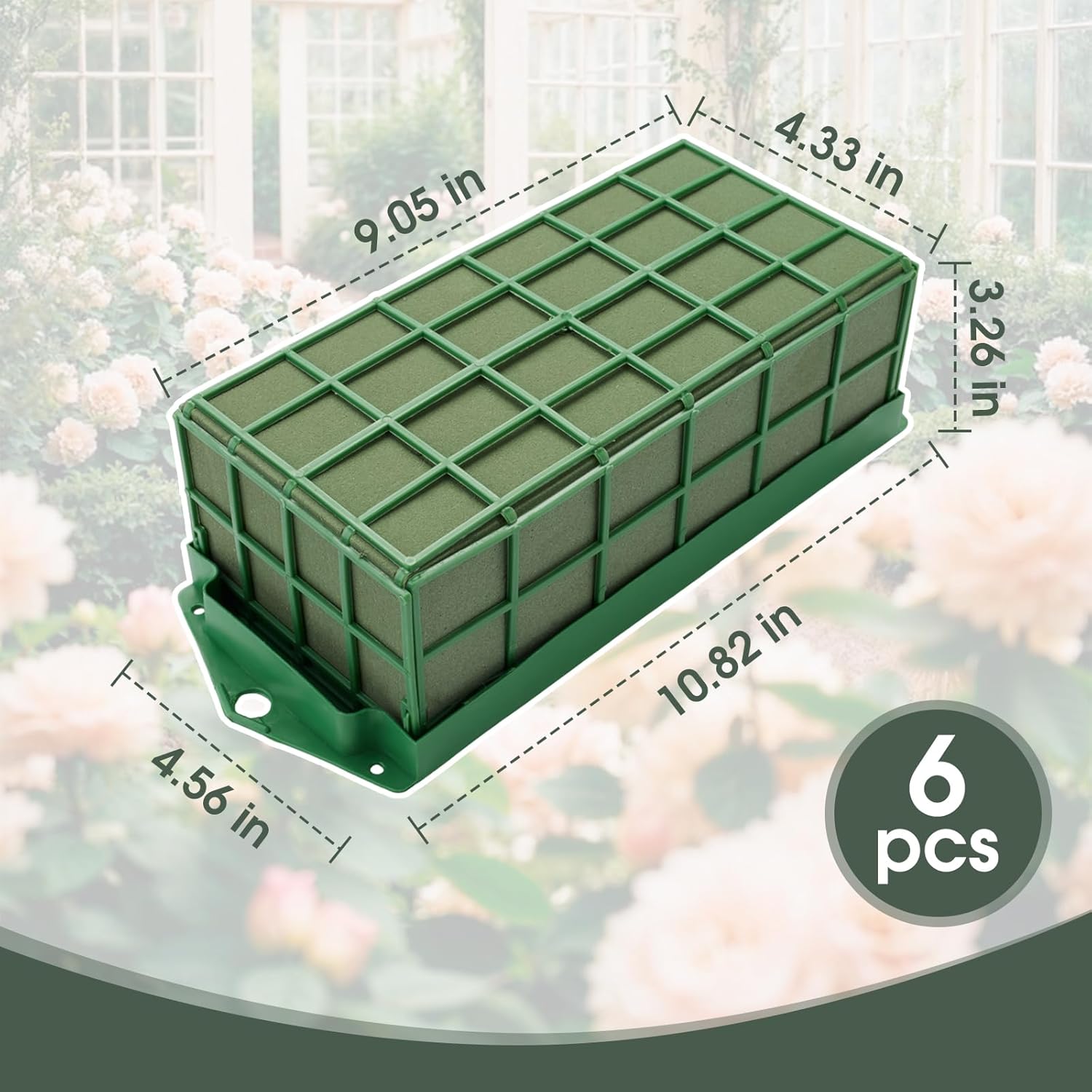 6PCs Floral Foam Cage, Wet & Dry Green Floral Cage for Fresh or Artificial Flowers, Wedding, Birthdays, Pary, Home Decorations