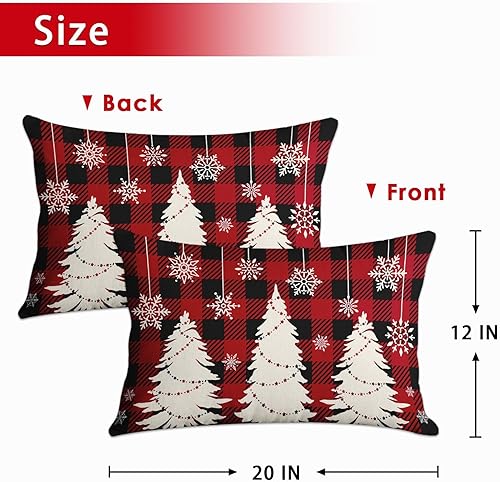 Miniatura 2 de Funda de almohada decorativa para decoración del hogar, diseño de árbol de búfalo de Navidad, muñeco de nieve, funda de almohada decorativa de 12 x