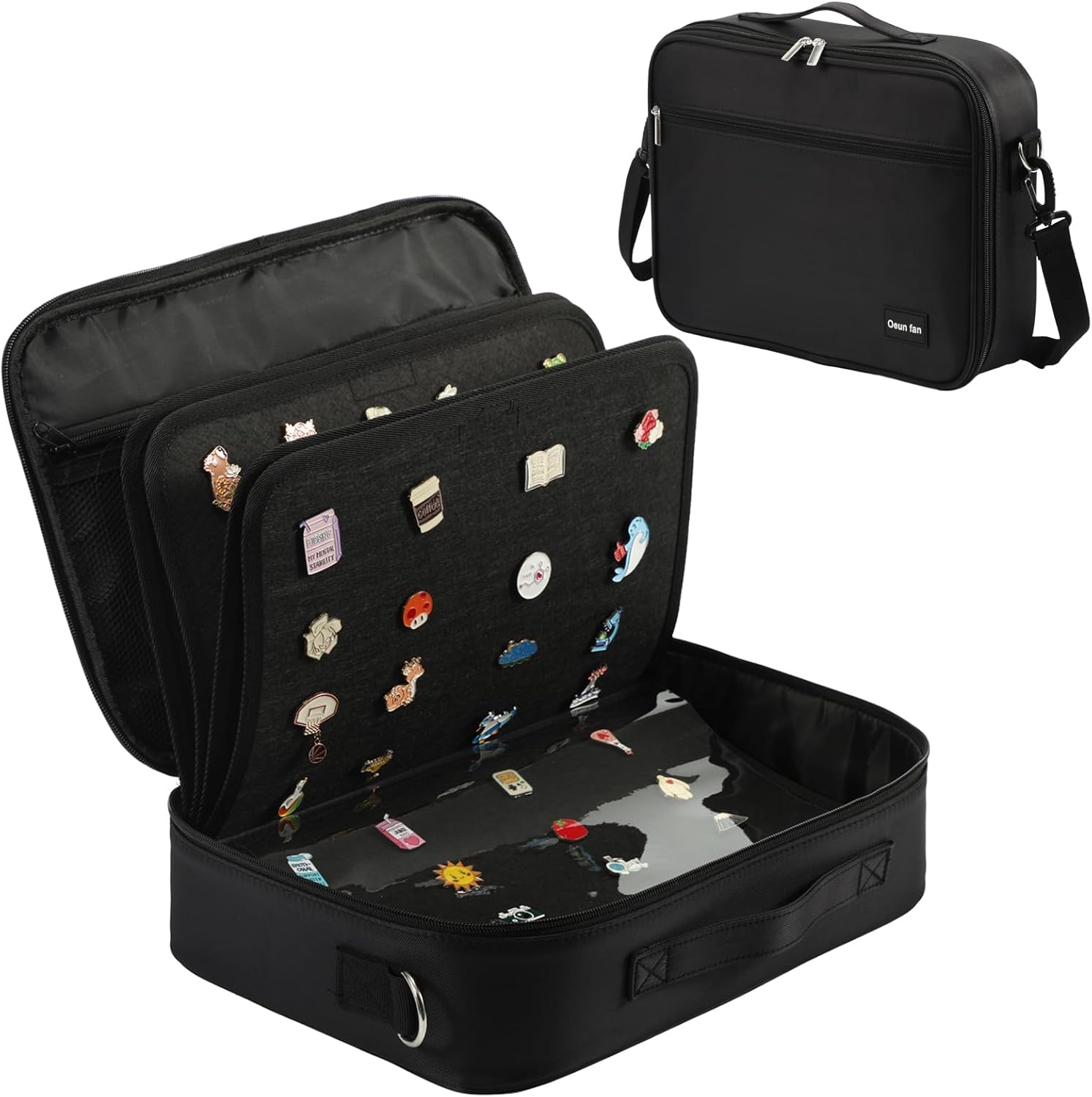 Enamel Pin Display Storage Bag with Shoulder Strap, 12-Page Pro Pins Book to Carry, Display and Trade Your Collectible Pins, Medals, Brooches