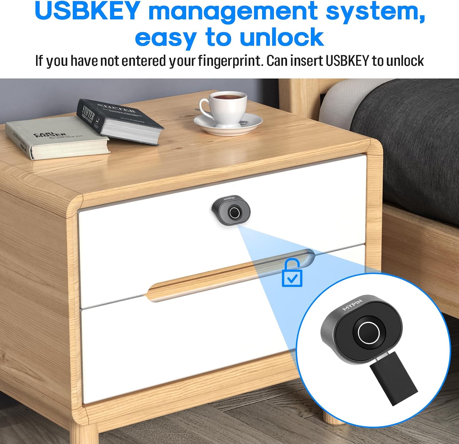 Bluetooth Fingerprint Cabinet Lock, Smart Biometric Keyless Hidden File Drawer Wardrobe, Child Safety Electric DIY Wooden Furniture Privacy (Alloy Steel)