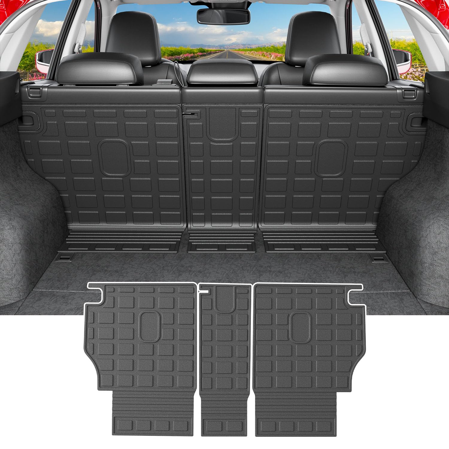 powoq Backrest Mat Compatible with 2017-2025 Mazda CX-5 Cargo Liner Back Seat Protector Replacement for 2017-2019 2020 2021 2022 2023 2024 2025 Mazda CX-5 Accessories(Fit 2017-2024, Rear Backrest Mat)