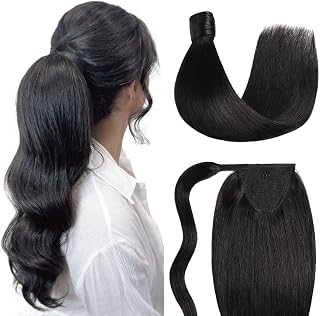 Majik Human Hair Ponytail|Your Look With Around Wrap Versatile Ponytail|in Black for Women and Girls|(18 Inch, Black) Price In India