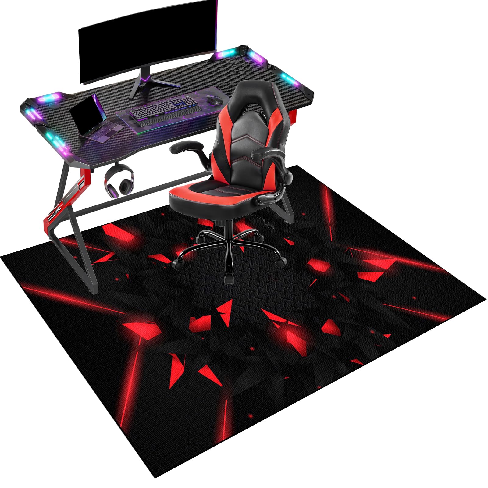 Fcenghox Office Gaming Chair Mat for Carpet 60 x 70 cmComputuer Desk Chair Mat for Hardwood Floor Under Desk Low-Pile Office Rug Gaming Rolling Chair Mat for Hard Wooden Black Protector Rug Washable