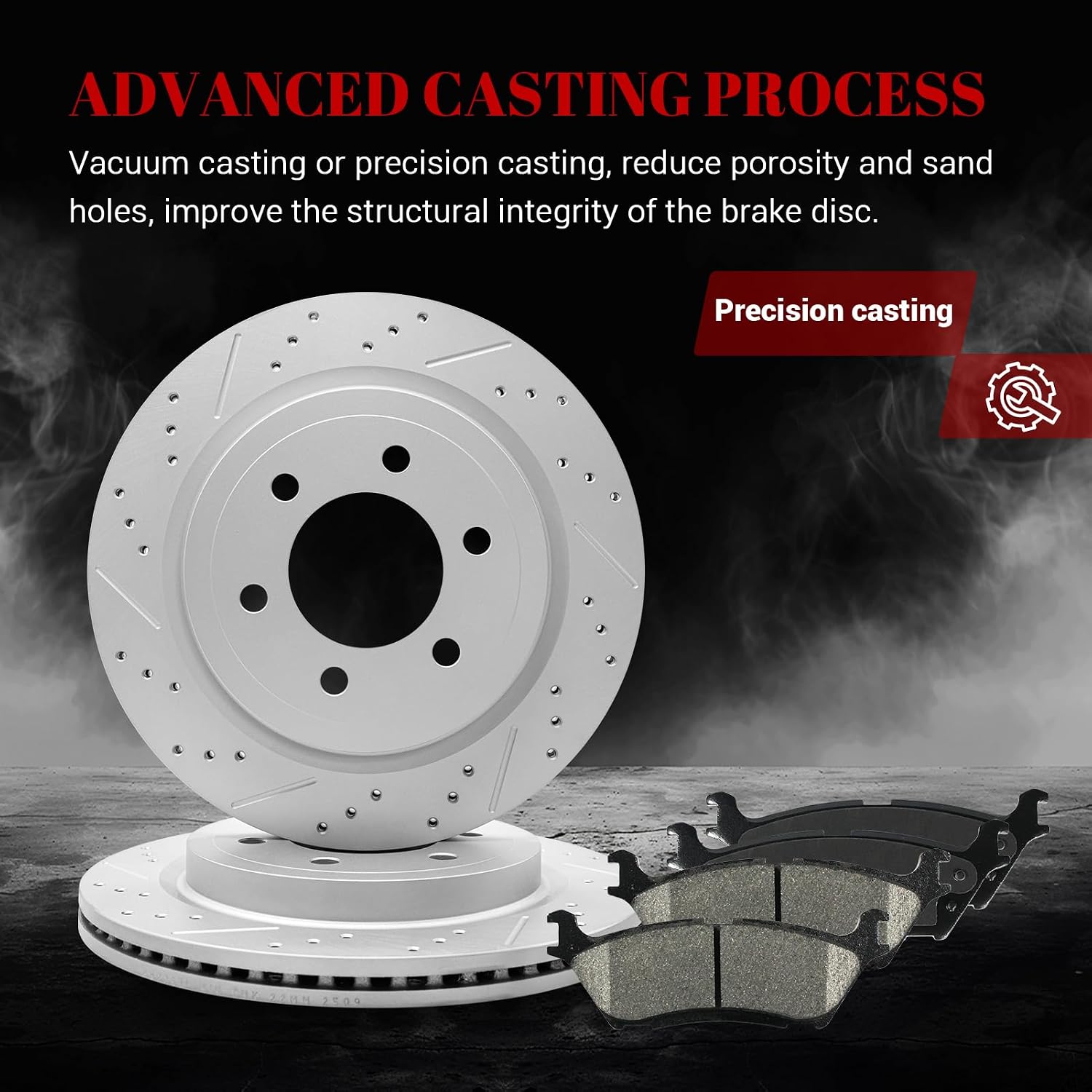 Ceramic Rear Brakes Pad and Rotors Drilled Slotted Vented Replacement Disc Brake Kits for Lincoln Navigator 2018-2021, for Ford Expedition 2018-2021/ F-150 2018 2019 2020 Electric Parking Brake